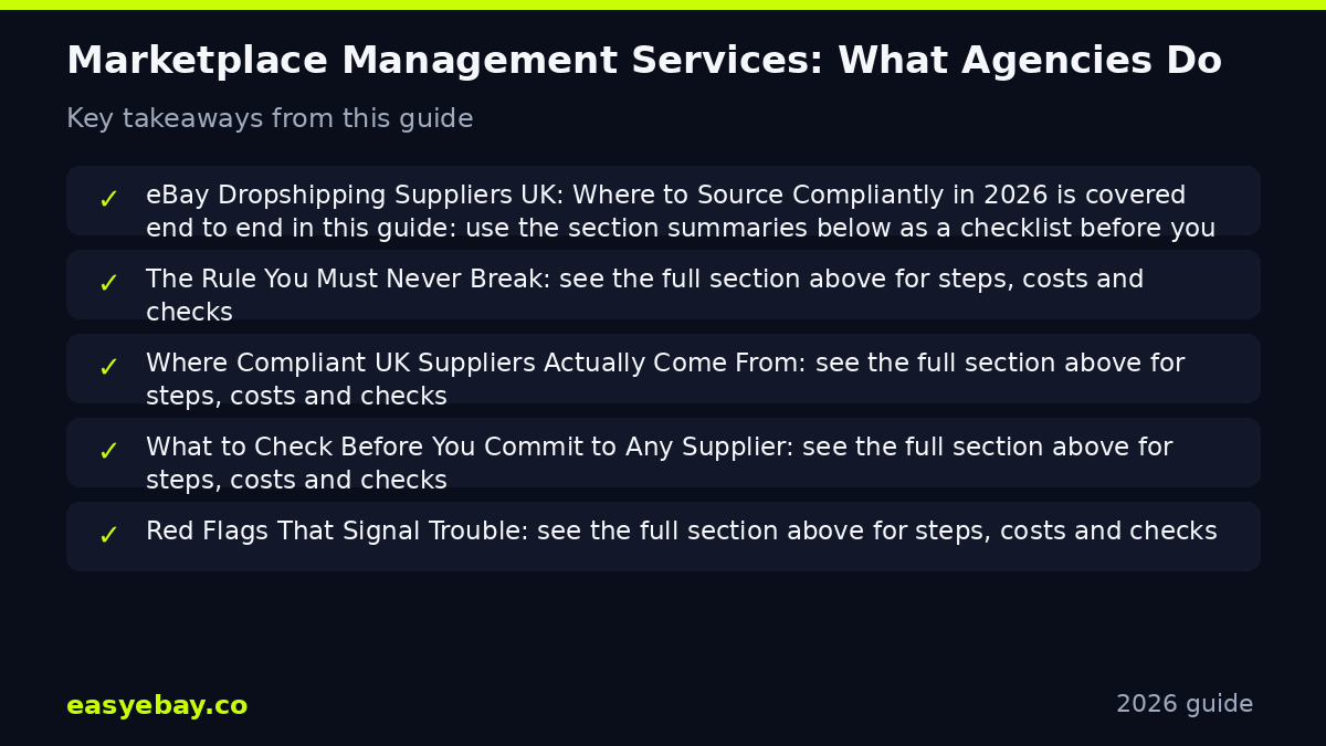 Infographic: Marketplace Management Services: What an Agency Actually Does for Your Store key takeaways